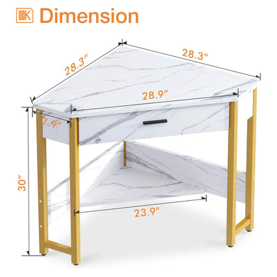 ODK Modern Triangle Corner Vanity Writing Desk with Large Drawer (Open Box) - VMInnovations