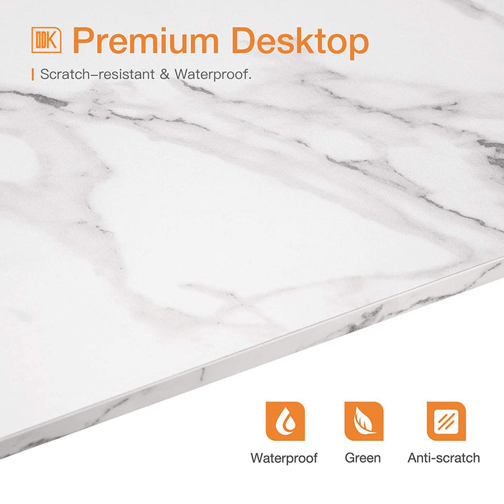 Modern Triangle Corner Vanity Writing Desk with Large Drawer, Gold Marble (Used)