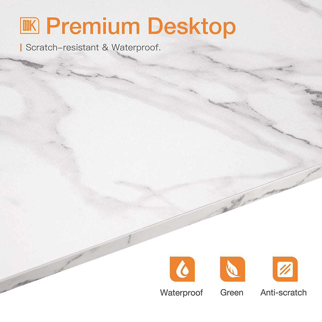 Modern Triangle Corner Vanity Writing Desk with Large Drawer, Gold Marble (Used) - VMInnovations