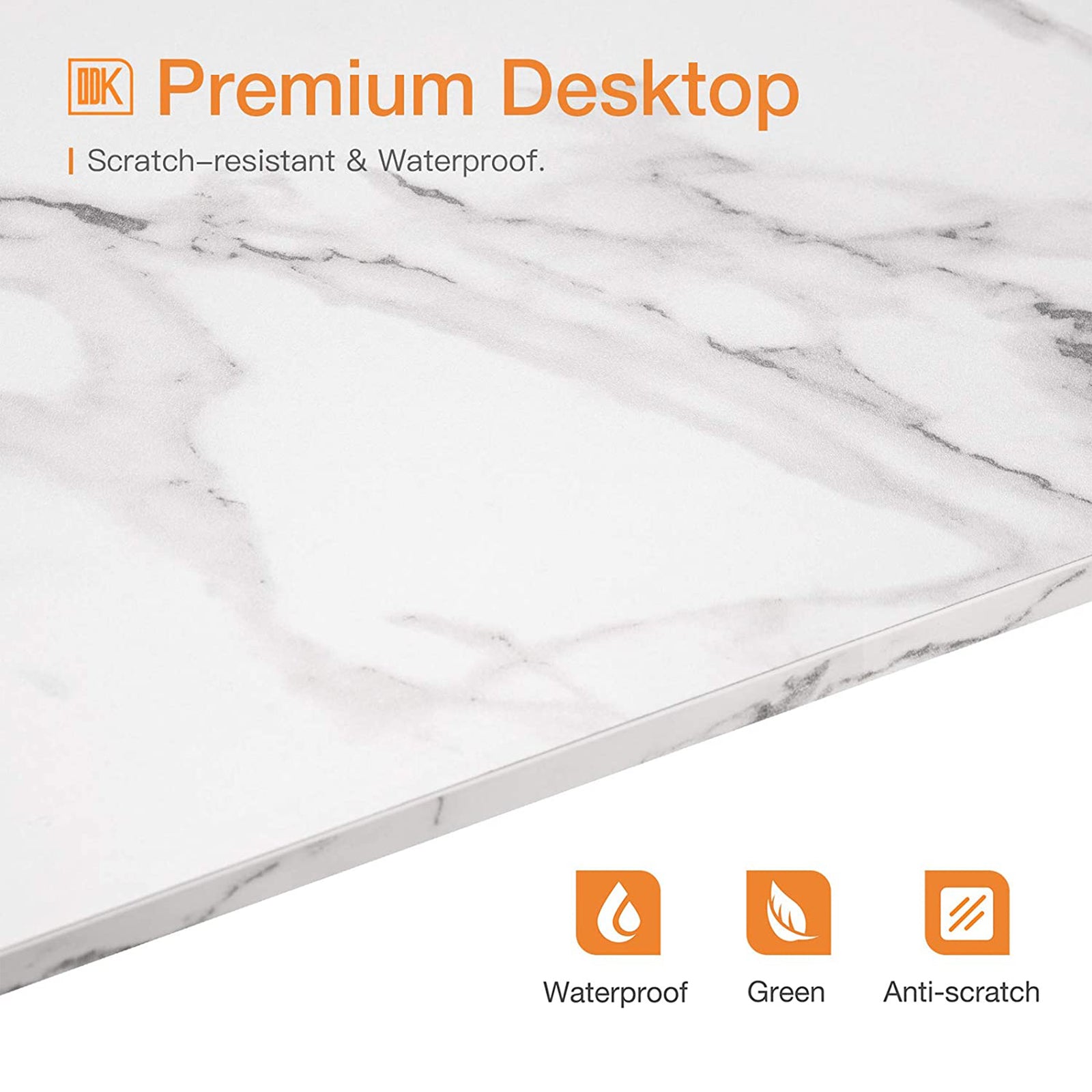 Modern Triangle Corner Vanity Writing Desk with Large Drawer, Gold Marble (Used) - VMInnovations