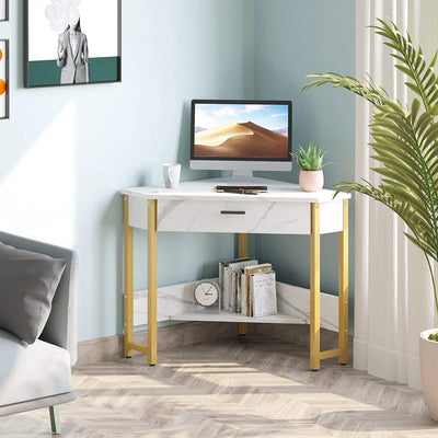 ODK Modern Triangle Corner Vanity Writing Desk with Large Drawer (Open Box) - VMInnovations