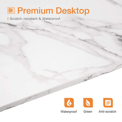 ODK Modern Corner Computer Desk w/Smooth Keyboard Tray, Gold Marble (Used) - VMInnovations