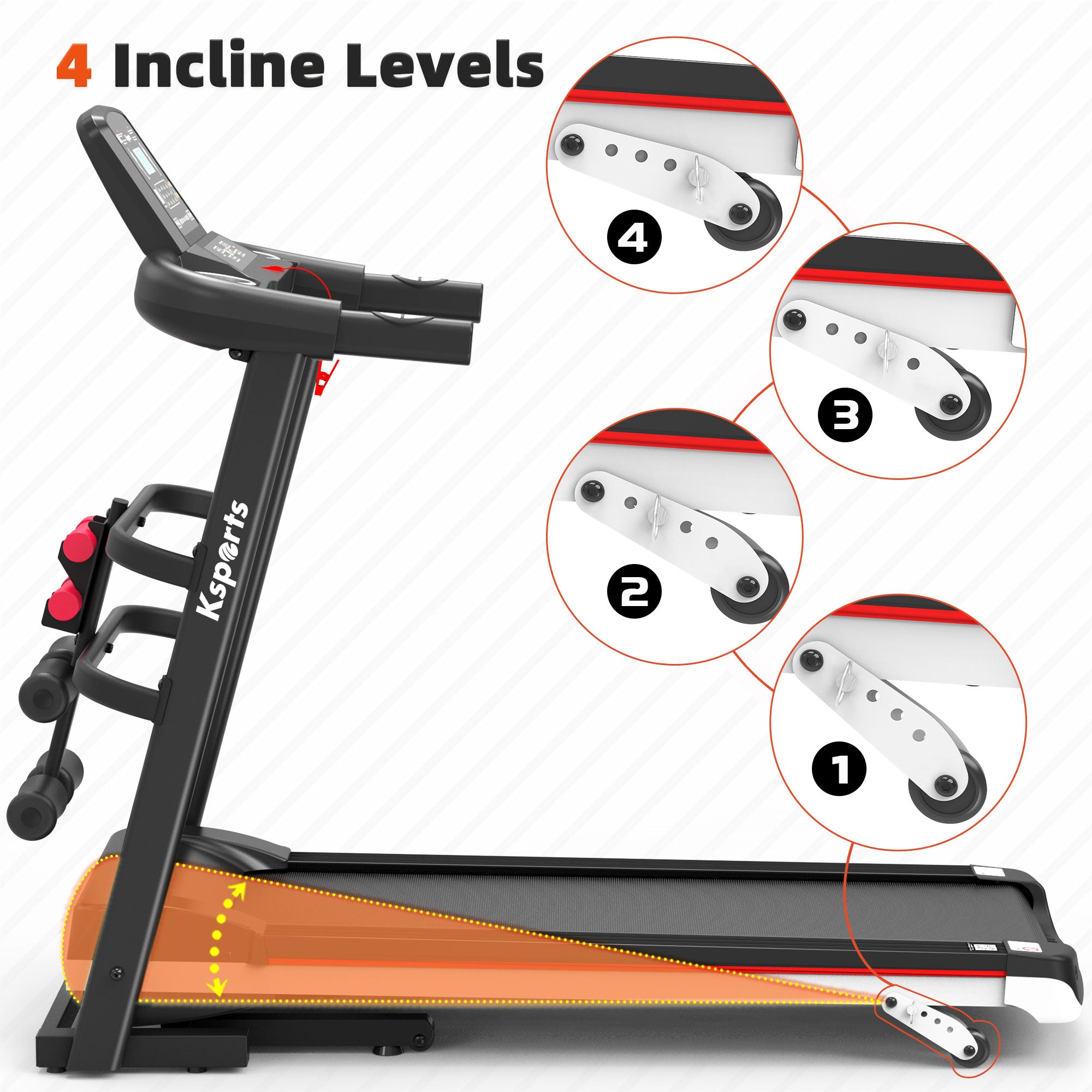 Ksports 16 Inch Wide Home Treadmill w/Bluetooth & Fitness Tracking App(Open Box) - VMInnovations