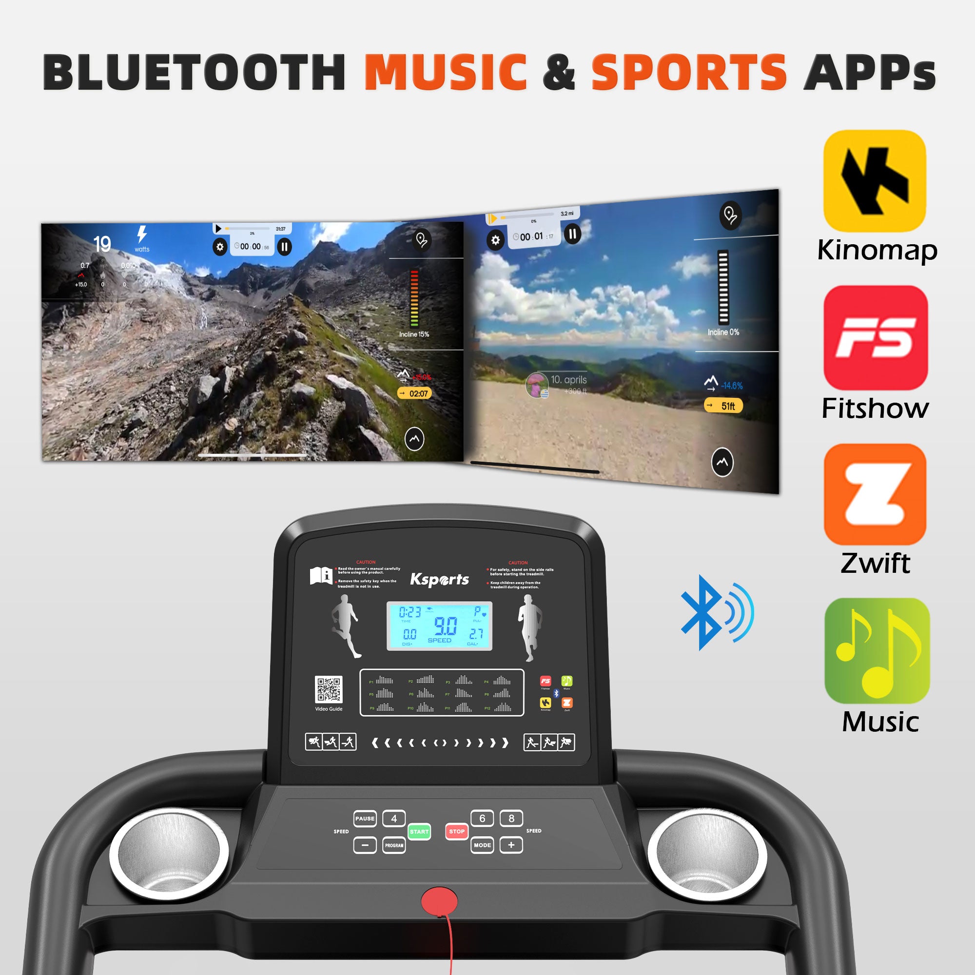 16 Inch Wide Foldable Home Treadmill w/Bluetooth & Fitness Tracking App (Used) - VMInnovations