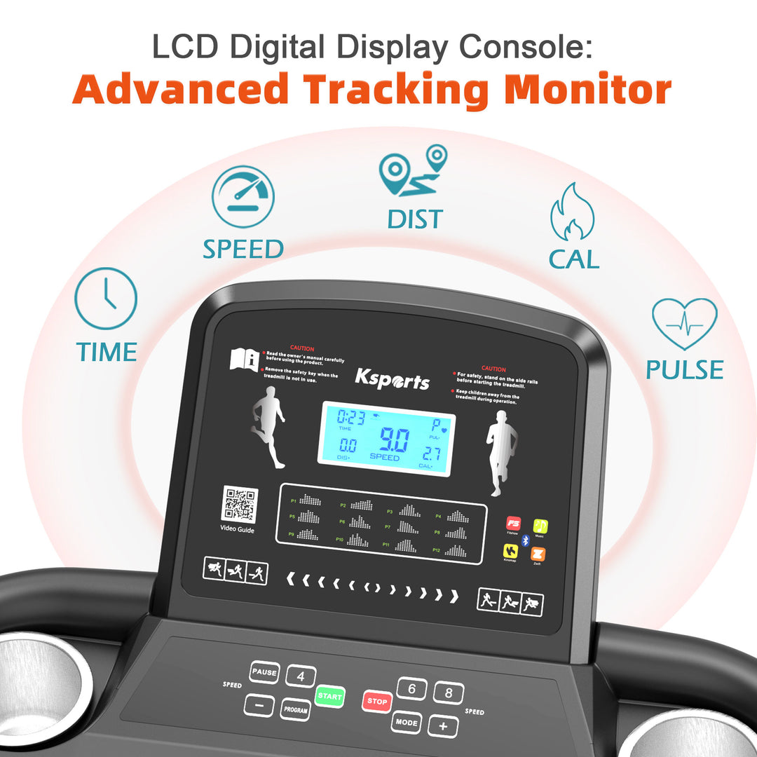 Ksports 16 Inch Wide Foldable Treadmill w/Bluetooth & Tracking App (For Parts) - VMInnovations