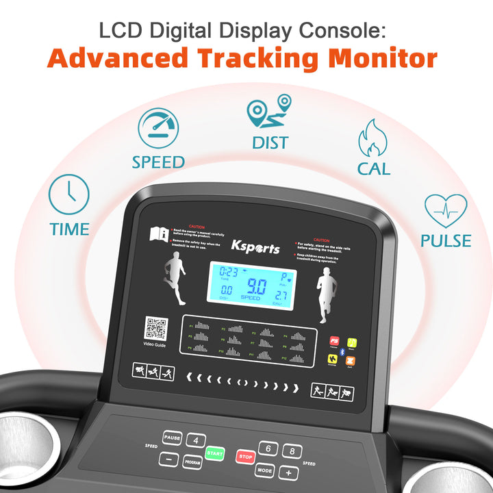 Ksports 16 Inch Wide Foldable Treadmill w/Bluetooth & Tracking App (For Parts) - VMInnovations