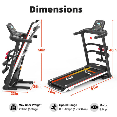 16 Inch Wide Foldable Home Treadmill w/Bluetooth & Fitness Tracking App (Used)