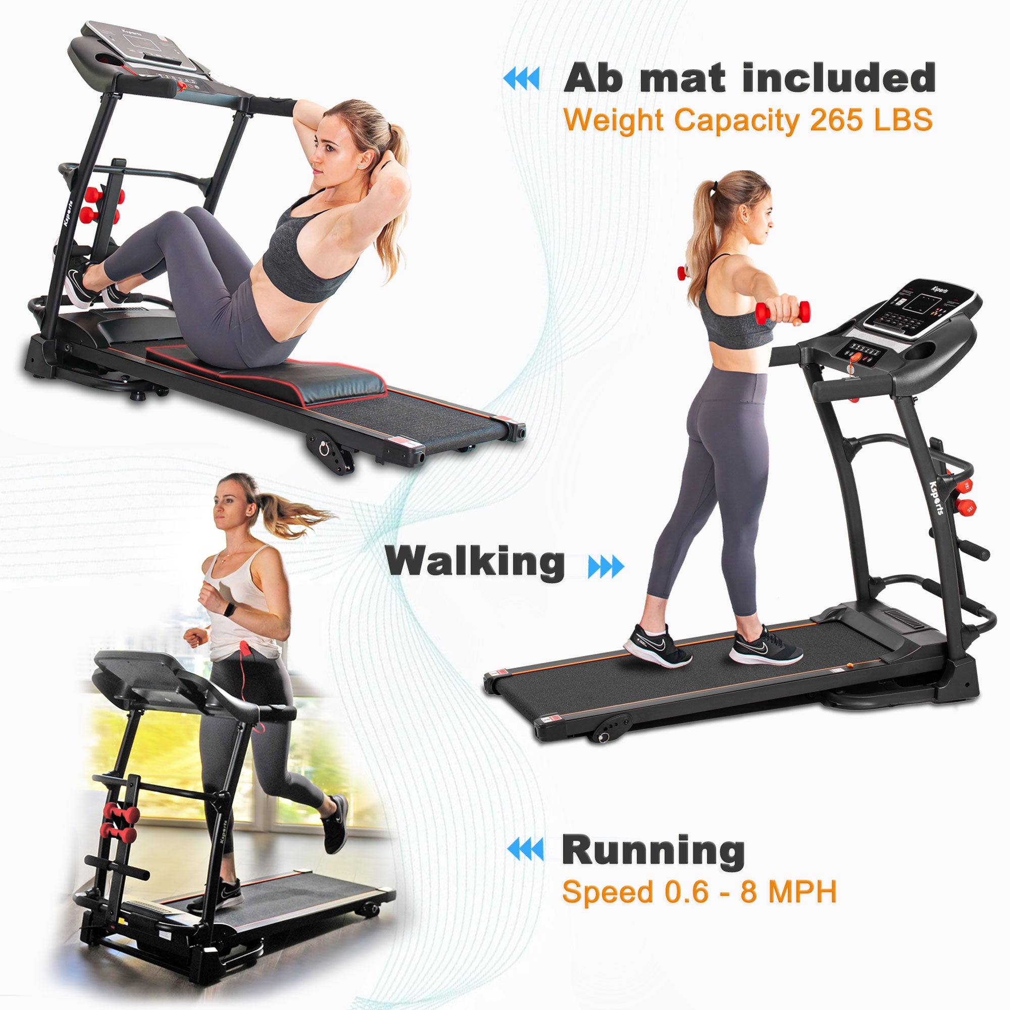 Ksports 16" Wide Treadmill w/ Bluetooth & Fitness Tracking App (For Parts) - VMInnovations