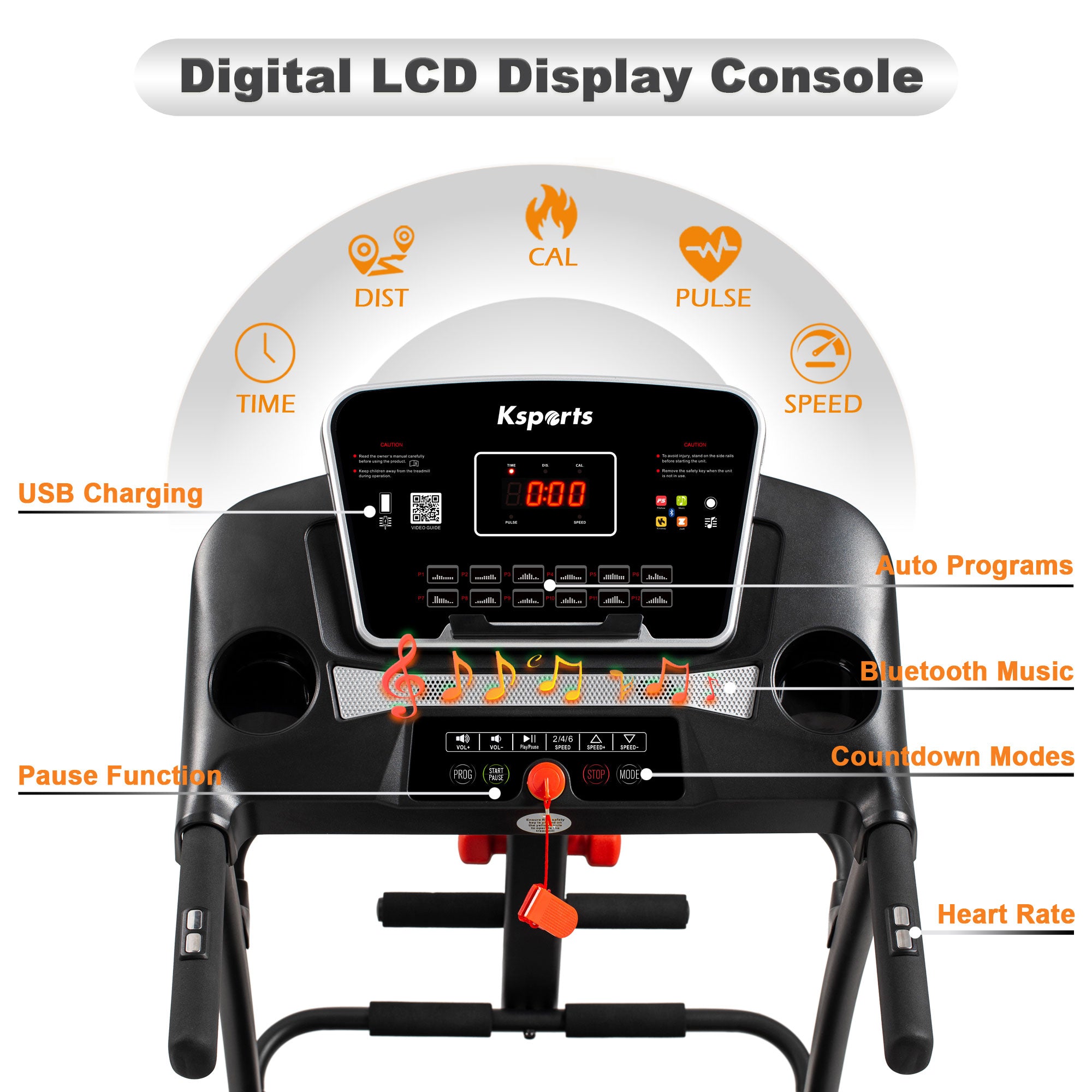 Ksports 16in Wide Home Treadmill w/ Bluetooth & Fitness Tracking App (Open Box) - VMInnovations