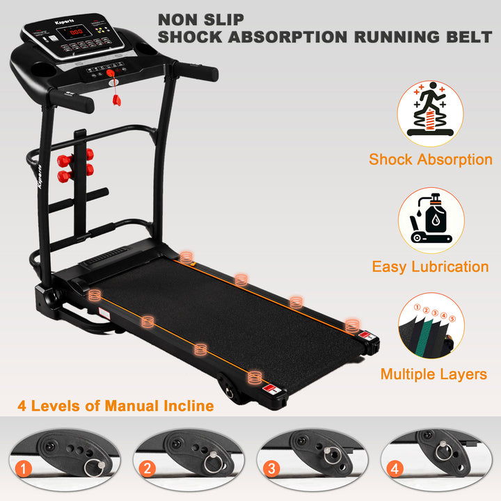 Ksports 16 Inch Wide Foldable Home Treadmill w/ Bluetooth & Fitness Tracking App