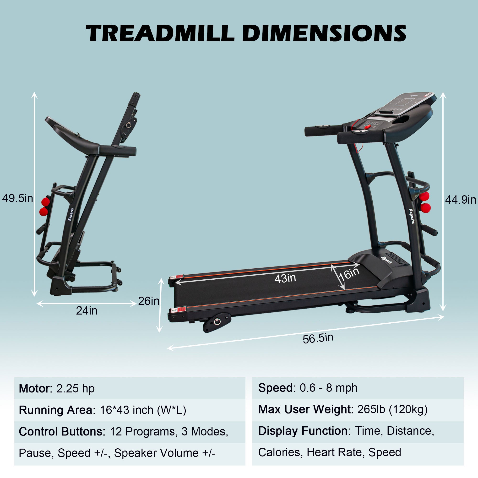Ksports 16" Wide Treadmill w/ Bluetooth & Fitness Tracking App (For Parts) - VMInnovations