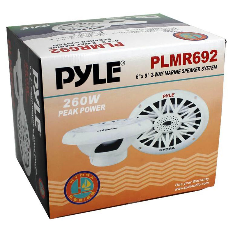 Pyle 260 Watts 4 Ohms Water Resistant 2 Way Boat Marine Speakers, White, 4 Pack
