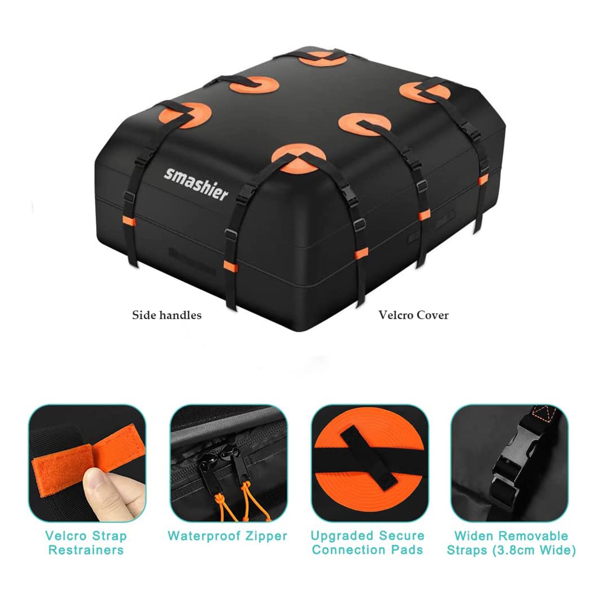 15 Cubic Ft Heavy Duty Waterproof Car Rooftop Cargo Carrier Bag, Black (Used) - VMInnovations