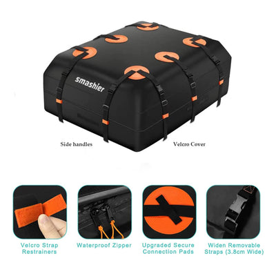 15 Cubic Ft Heavy Duty Waterproof Car Rooftop Cargo Carrier Bag, Black (Used) - VMInnovations