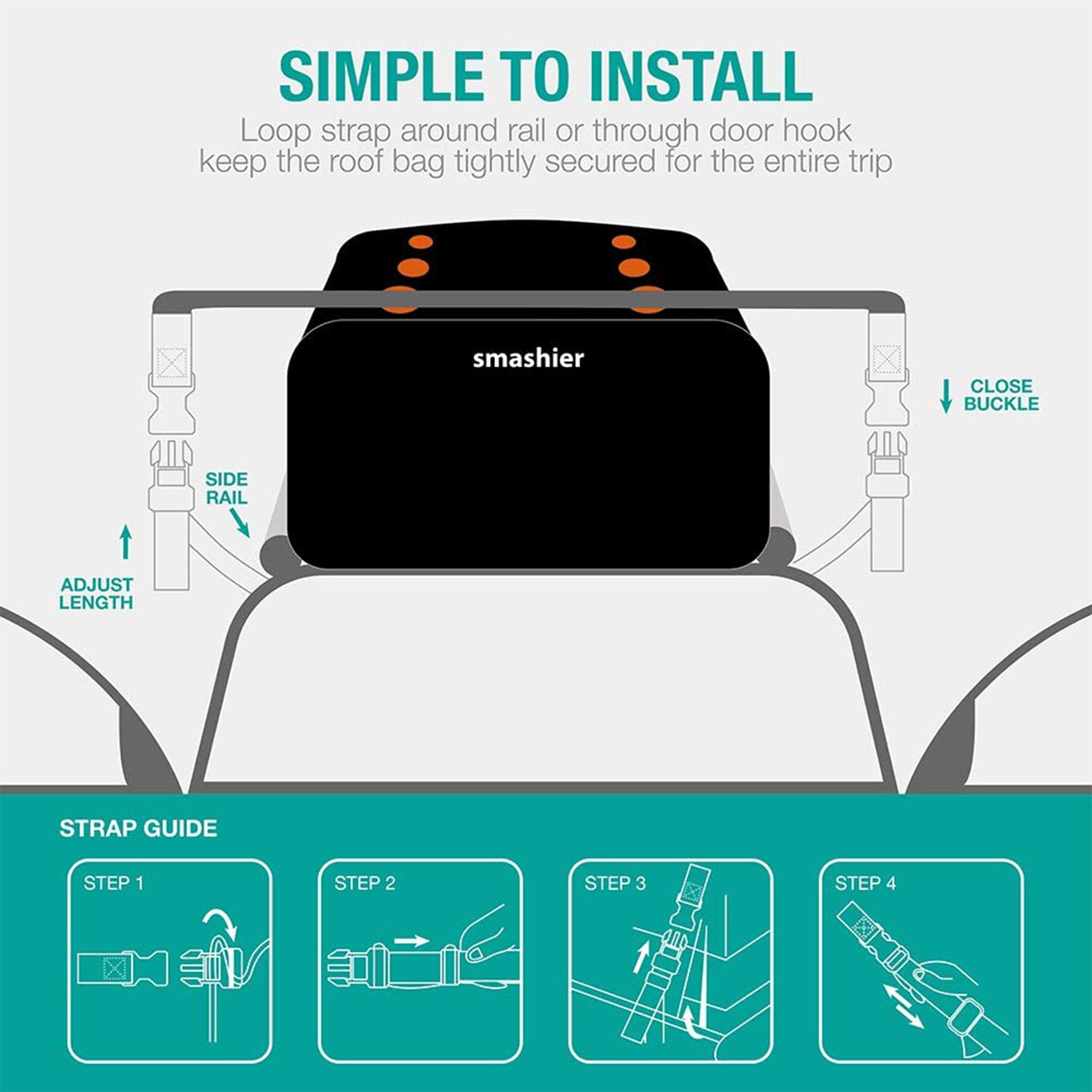 15 Cubic Ft Heavy Duty Waterproof Car Rooftop Cargo Carrier Bag, Black (Used) - VMInnovations