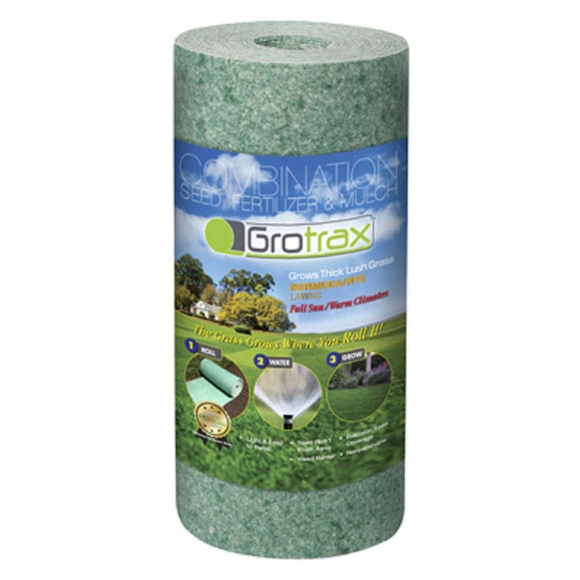 Grotrax Biodegradable Bermuda and Annual Rye Blend Grass Seed Mat, 200 Foot Roll - VMInnovations