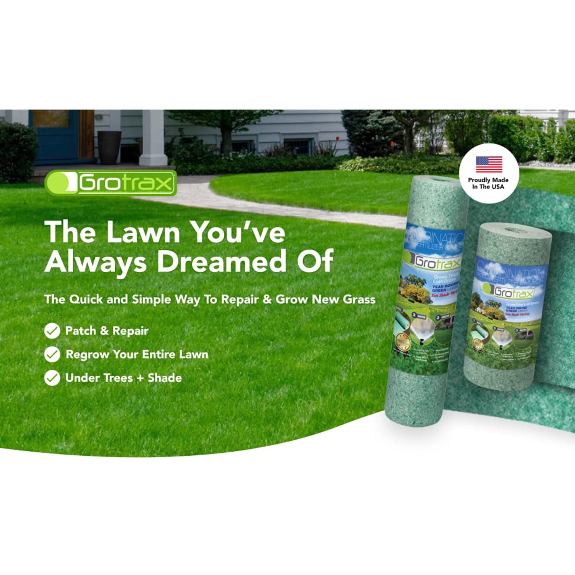 Grotrax Biodegradable Bermuda and Annual Rye Blend Grass Seed Mat, 200 Foot Roll - VMInnovations