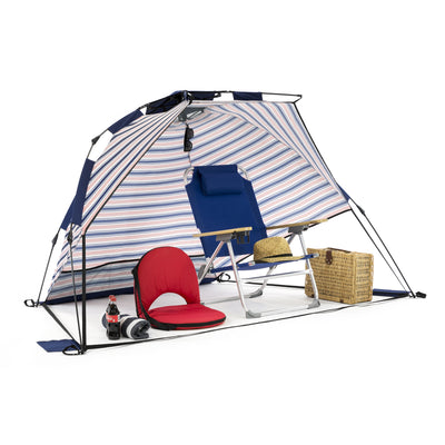 SlumberTrek Adventure 2 Portable Pop Up Outdoor Beach Sun Shelter Tent, Blue/Red