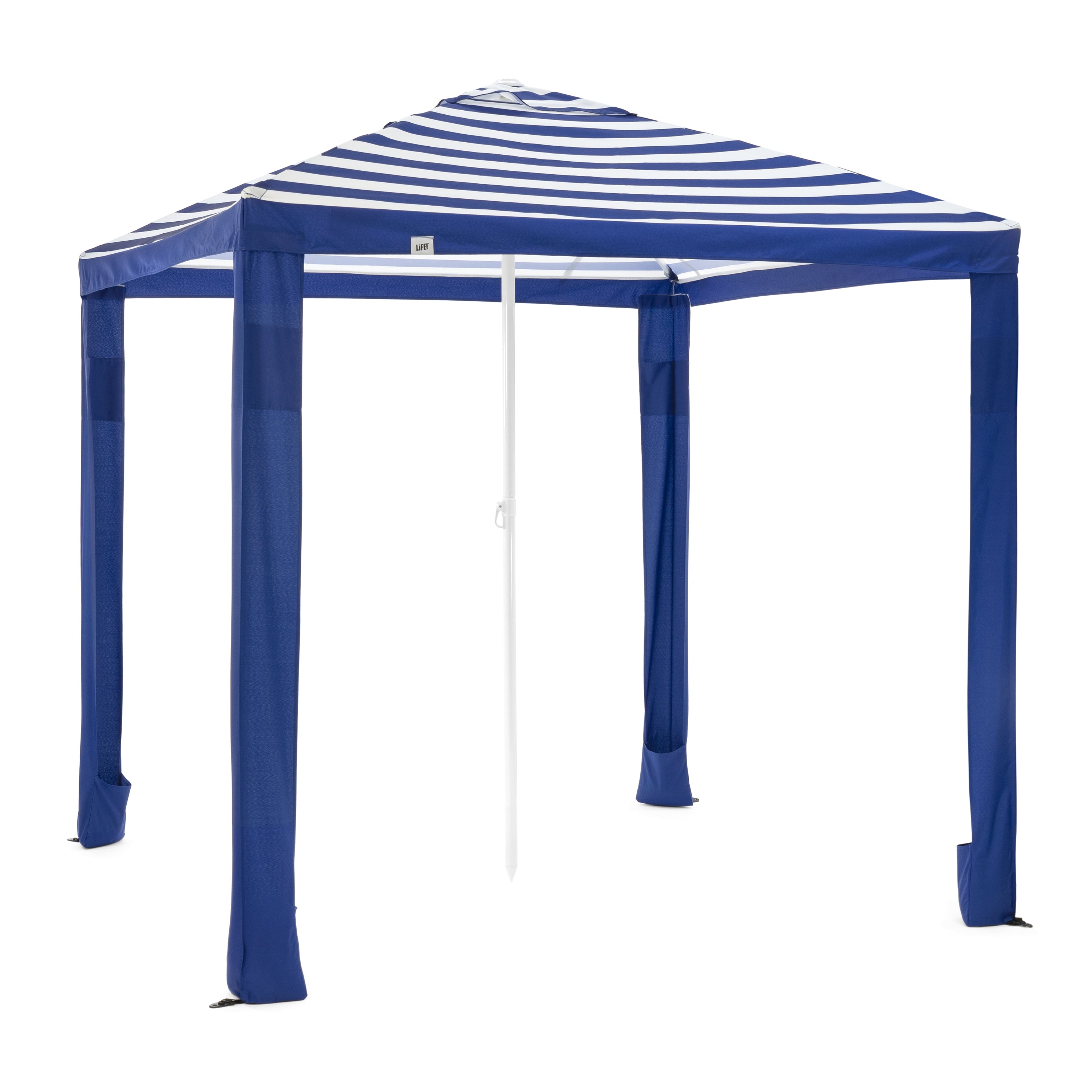 SlumberTrek Maui Outdoor Beach Cabana Patio Umbrella Shelter, Blue (For Parts)