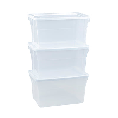 Rubbermaid Classic Clear Stackable 20 Quart Heavy Duty Plastic Storage Bins