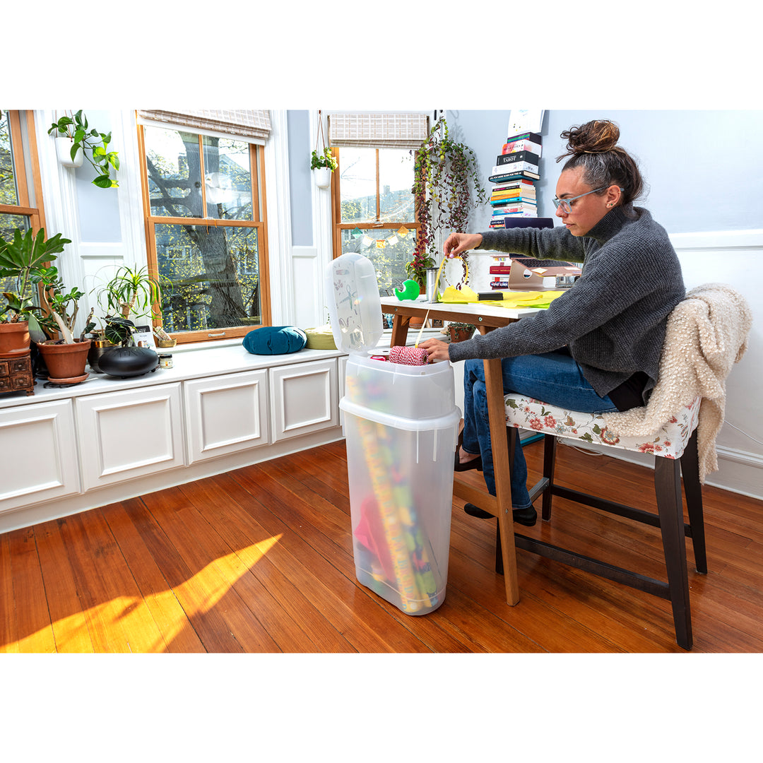 Rubbermaid Wrap N' Craft Plastic Wrapping Paper Holder Container, Clear, (Used) - VMInnovations