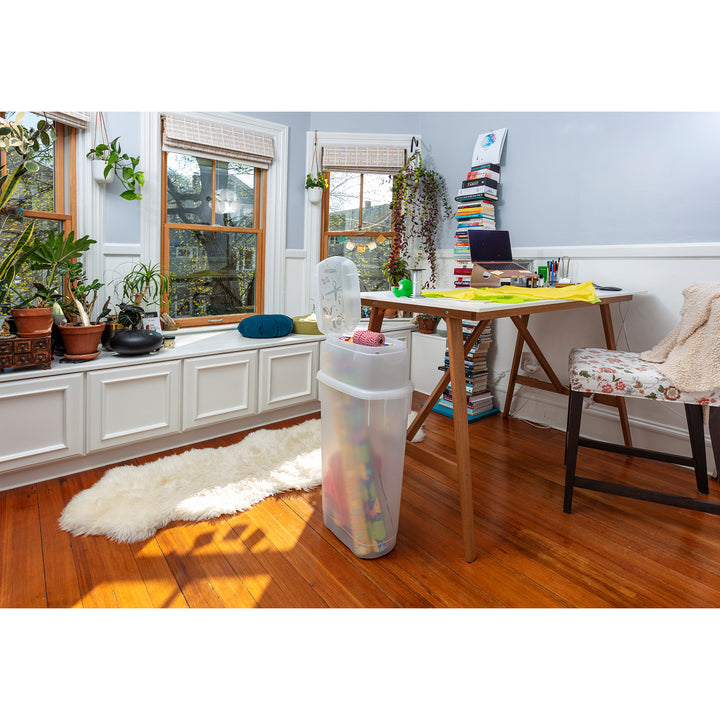 Rubbermaid Wrap N' Craft Plastic Wrapping Paper Holder Container, Clear, (Used) - VMInnovations