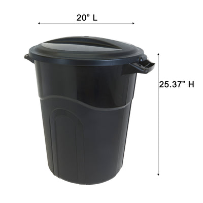 United Solutions 20 Gal Waste Container w/ Click Lock Lid, Black (2 Pack) (Used)