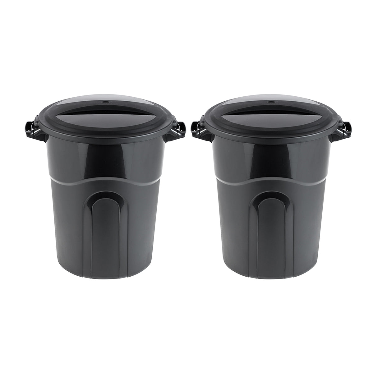 United Solutions 20 Gal Waste Container w/ Click Lock Lid, Black (2 Pack) (Used)