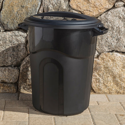 United Solutions 20 Gal Waste Container w/ Click Lock Lid, Black (2 Pack) (Used)