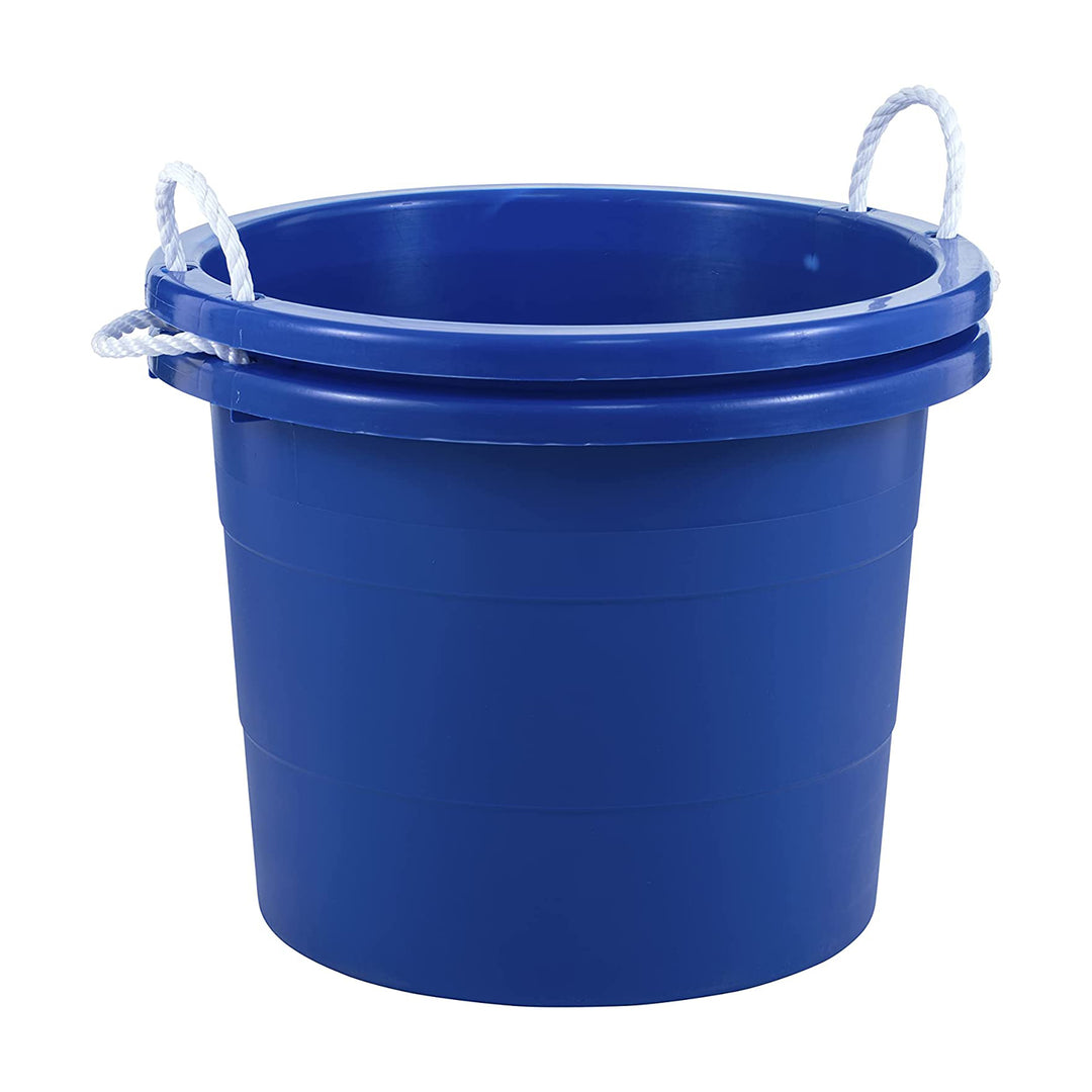 United Solutions 19 Gallon Large Plastic Utility Tub w/ Rope Handle, Blue 2 Pack