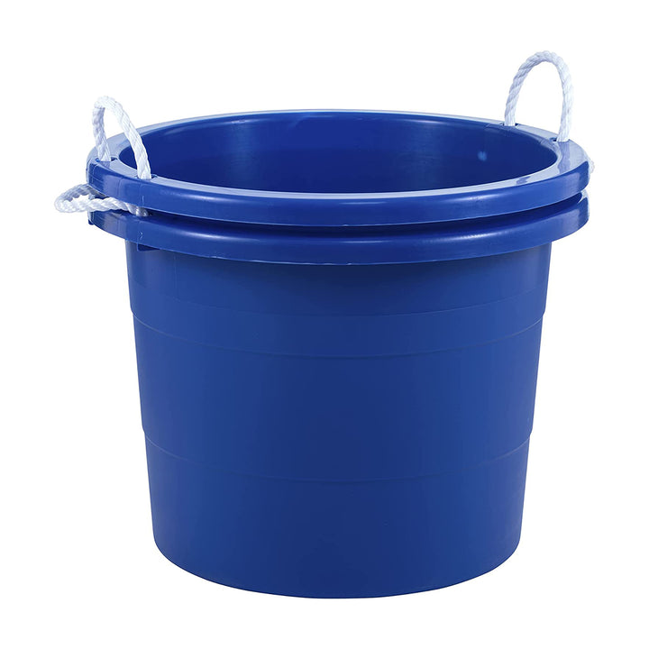 United Solutions 19 Gal Large Plastic Tub w/ Rope Handle, Blue 2 Pack (Used) - VMInnovations