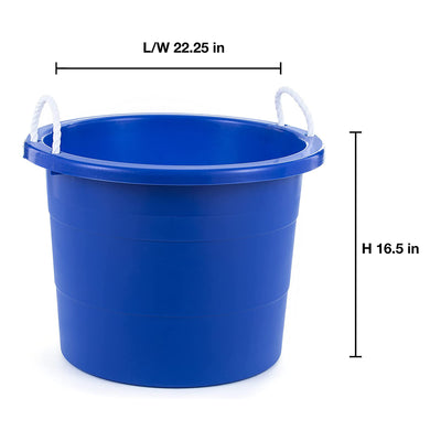 United Solutions 19 Gallon Large Plastic Utility Tub w/ Rope Handle, Blue 2 Pack