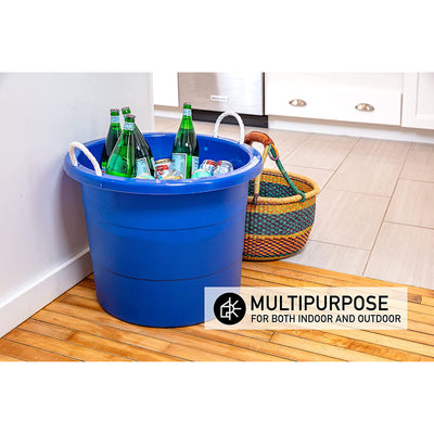 United Solutions 19 Gallon Large Plastic Utility Tub w/ Rope Handle, Blue 2 Pack - VMInnovations