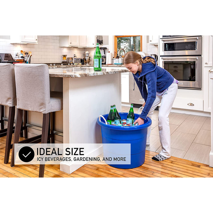 United Solutions 19 Gal Large Plastic Tub w/ Rope Handle, Blue 2 Pack (Used) - VMInnovations