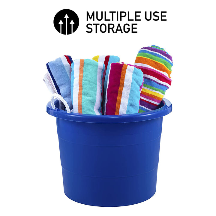 United Solutions 19 Gal Large Plastic Tub w/ Rope Handle, Blue 2 Pack (Used) - VMInnovations