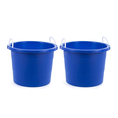 United Solutions 19 Gal Large Plastic Tub w/ Rope Handle, Blue 2 Pack (Used)