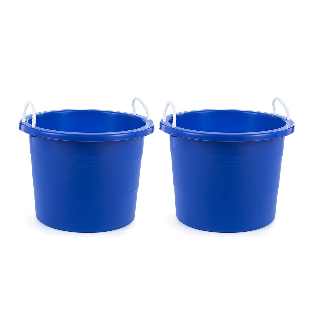United Solutions 19 Gal Large Plastic Tub w/ Rope Handle, Blue 2 Pack (Used) - VMInnovations