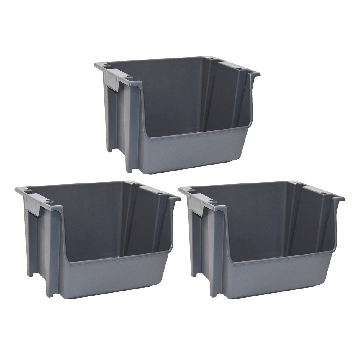 United Solutions 19 In Heavy Duty Molded Plastic Storage Bins, Gray (Open Box)