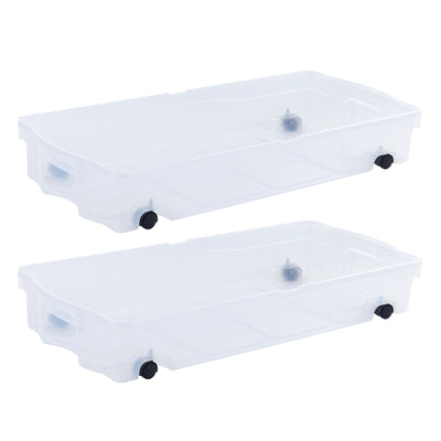 68 Qt Under Bed Wheeled Storage Boxes with Dual Hinged Lids (2 Pack) (Used) - VMInnovations