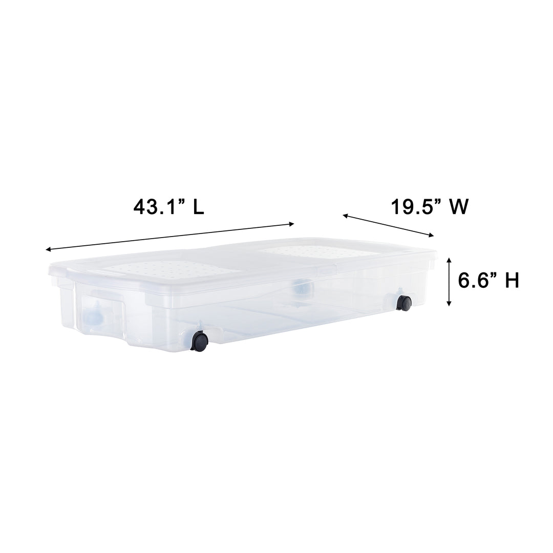 Rubbermaid 70 Qt Under Bed Wheeled Storage Boxes with Dual Hinged Lids (2 Pack)