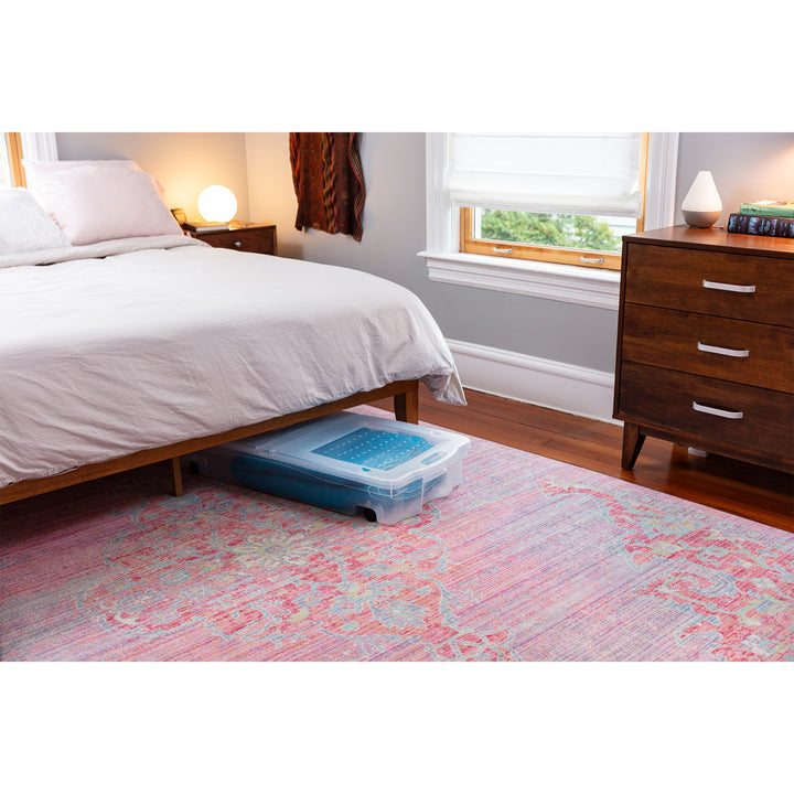 Rubbermaid 70 Qt Under Bed Wheeled Storage Boxes with Dual Hinged Lids (2 Pack)