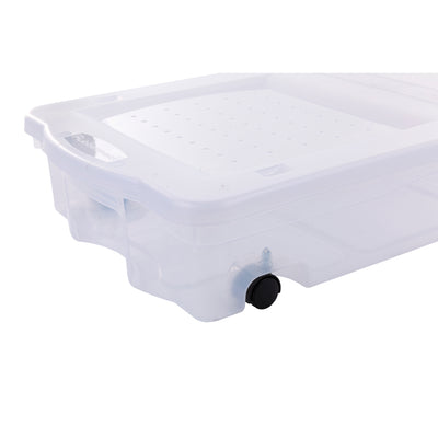 68 Qt Under Bed Wheeled Storage Boxes with Dual Hinged Lids (2 Pack) (Used)