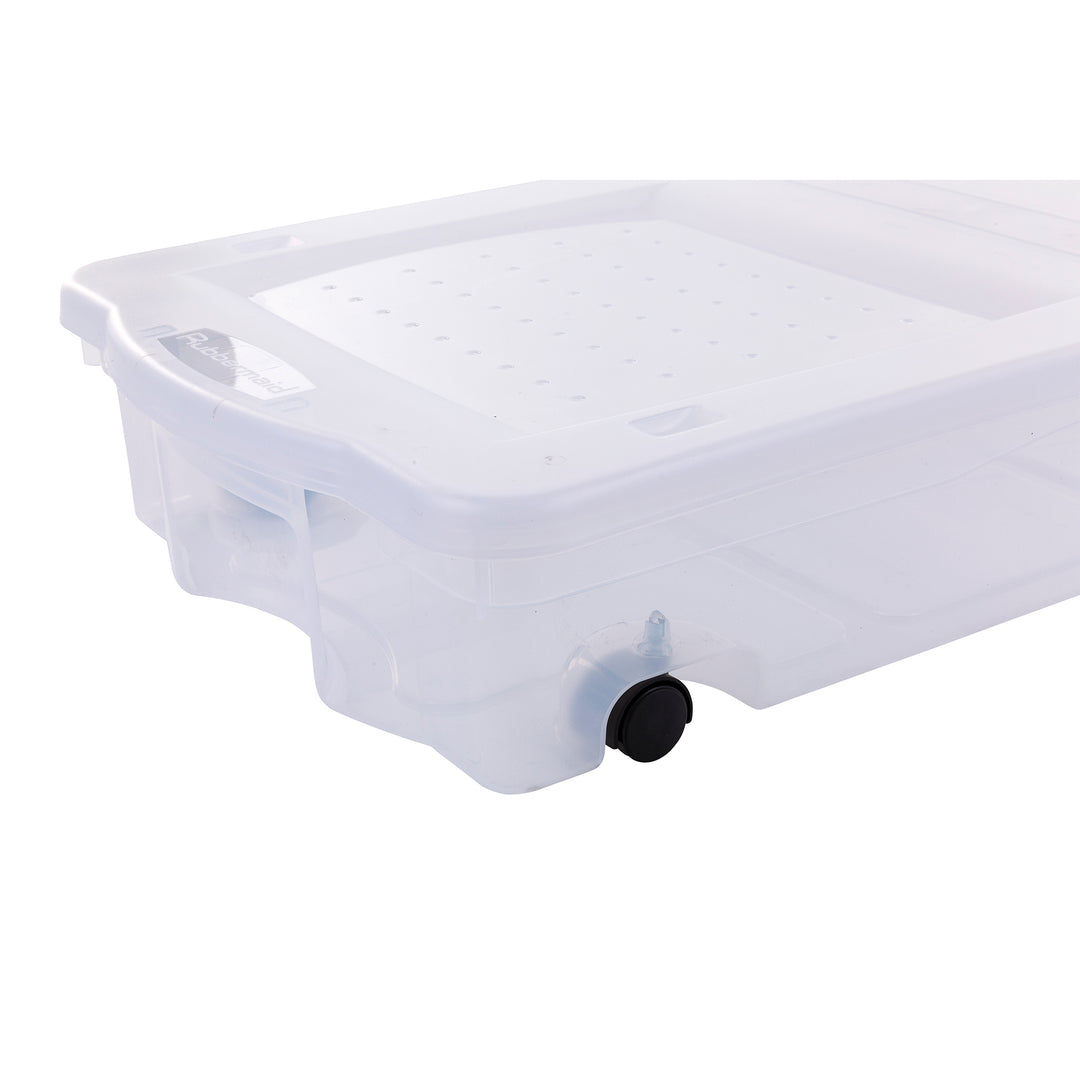 68 Qt Under Bed Wheeled Storage Boxes with Dual Hinged Lids (2 Pack) (Used)