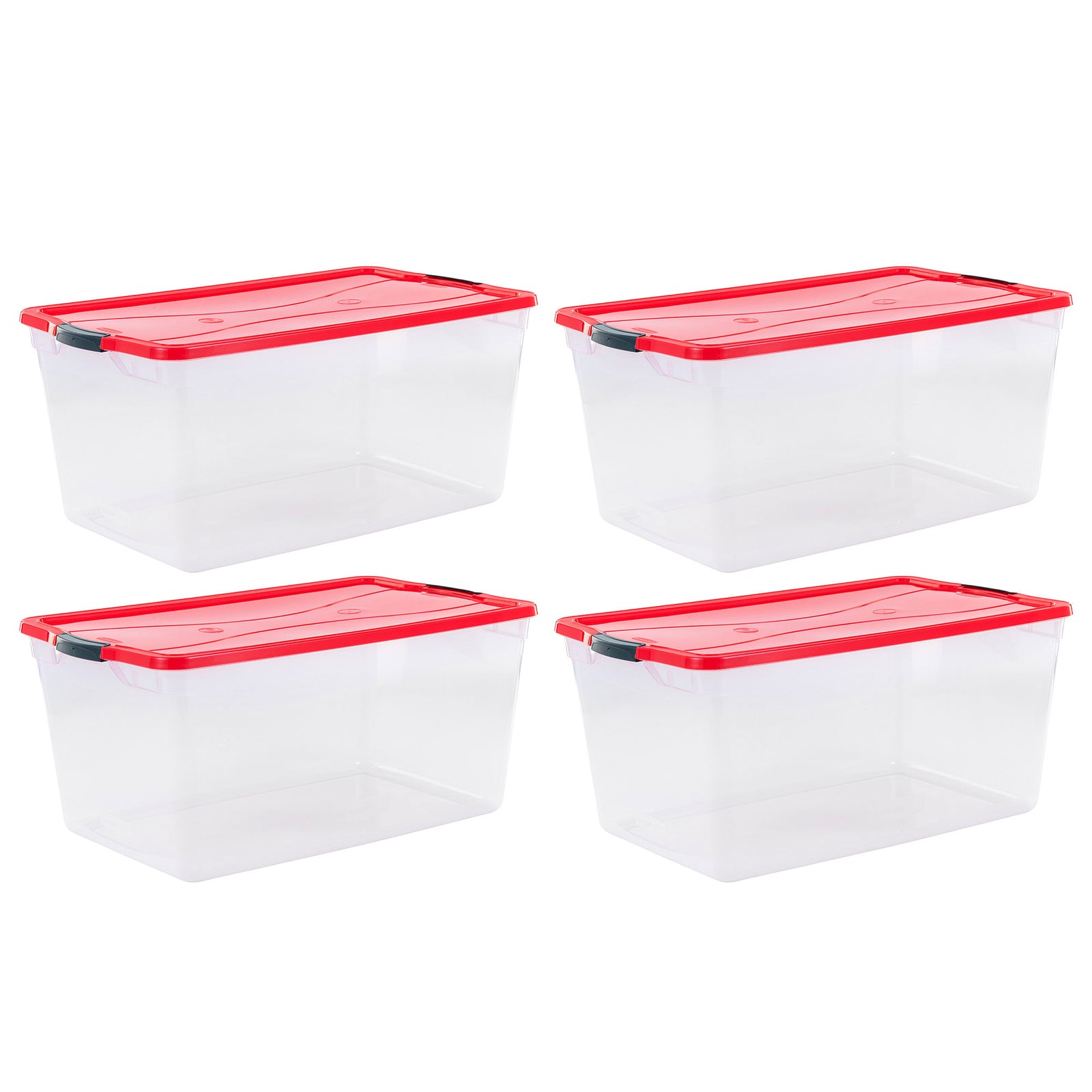 Rubbermaid Cleverstore 18Gal Plastic Holiday Storage Tote, Clear & Red(Open Box) - VMInnovations