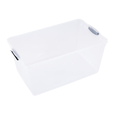 Rubbermaid Cleverstore 18Gal Plastic Holiday Storage Tote, Clear & Red(Open Box) - VMInnovations