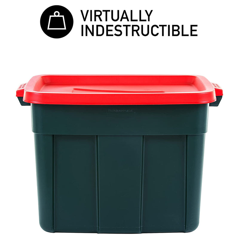 Rubbermaid Roughneck 18 Gal Plastic Storage Tote, Green and Red (6 Pack) (Used)