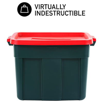 Rubbermaid Roughneck 18 Gal Plastic Storage Tote, Green and Red (6 Pack) (Used) - VMInnovations