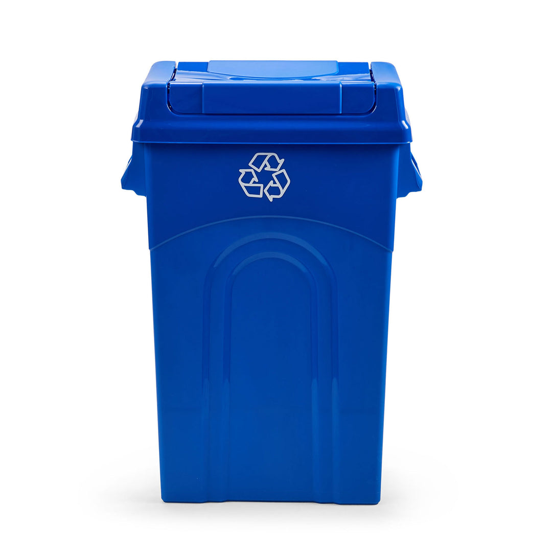 United Solutions 23 Gallon Highboy Kitchen Recycling Bin with Swing Lid, Blue