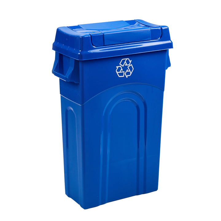 United Solutions 23 Gallon Highboy Kitchen Recycling Bin with Swing Lid, Blue