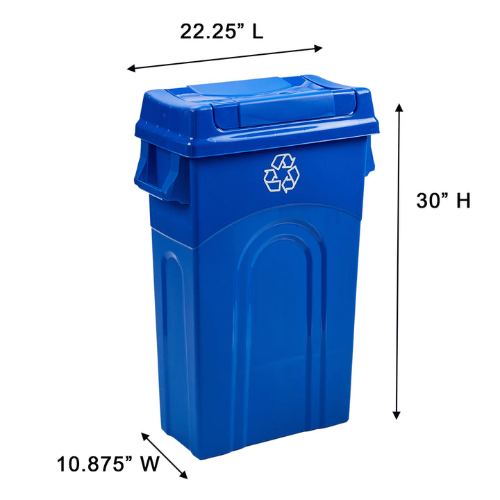 United Solutions 23 Gallon Highboy Kitchen Recycling Bin with Swing Lid, Blue